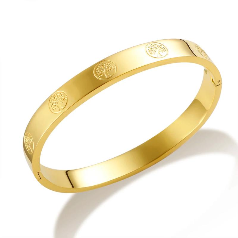 Tree of Life Bangle Cuff Bracelet Stainless Steel Christmas Jewelry