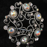 Silver-color Round Brooch Rhinestone Crystal Women Pins Jewelry
