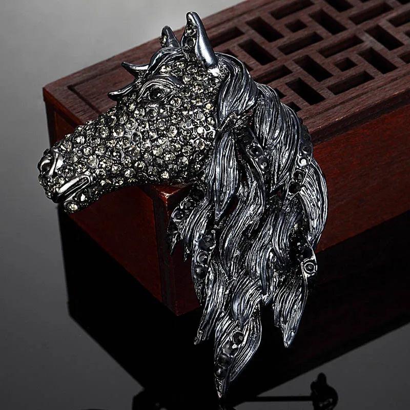 Vintage Horse Brooch Enamel Hijab Pins