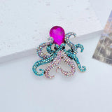 Animal Octopus Squid Crystal Metal Brooch Charm Jewelry Vintage Prom Party Dress