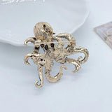 Animal Octopus Squid Crystal Metal Brooch Charm Jewelry Vintage Prom Party Dress
