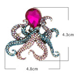 Animal Octopus Squid Crystal Metal Brooch Charm Jewelry Vintage Prom Party Dress