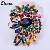Large Glass Flower Brooch for Women's Clothing