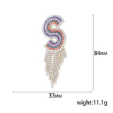Colorful Letter S Tassel Brooch Crystal Stone Pin