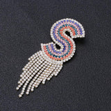 Colorful Letter S Tassel Brooch Crystal Stone Pin