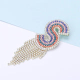 Colorful Letter S Tassel Brooch Crystal Stone Pin