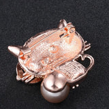 Cat Brooch Rhinestone Glasses Pearl Jewelry