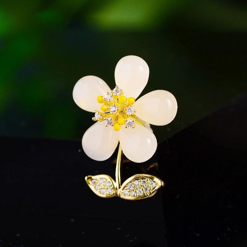 Zircon Mini Flower Brooches Collar Pins