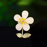 Zircon Mini Flower Brooches Collar Pins