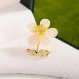 Zircon Mini Flower Brooches Collar Pins