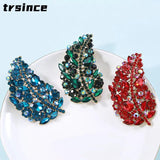 Crystal Leaf Pin Brooch High-end Corsage Women