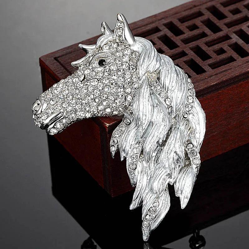 Horse Head Animal Brooch Bouquet Austrian Crystal
