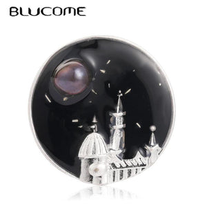 Castle Starry Sky Brooch Retro Rhinestone Large Brooch Corsage