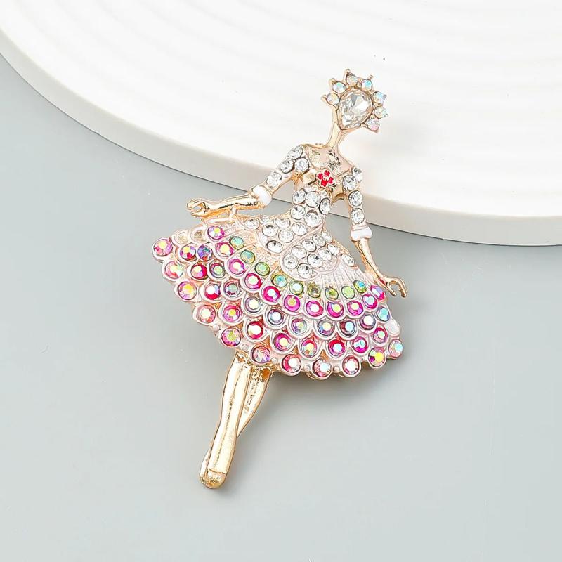 Acrylic Ballerina Girl Brooch Multicolor Alloy Fashion Jewelry