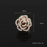 Vintage Red Camellia Flower Brooch Pin with Sparkling Cubic Zirconia
