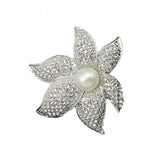 Crystal Flower Brooch Starfish Shape Pearl Alloy Silver Brooch