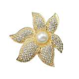 Crystal Flower Brooch Starfish Shape Pearl Alloy Silver Brooch