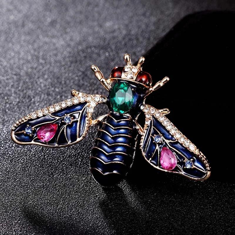 Enamel Bee Brooches Rhinestone Retro Style Insects Wedding Banquet Accessory