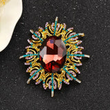 Crystal Flower Brooch Pin for Women Wedding Dress Jewelry