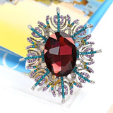 Crystal Flower Brooch Pin for Women Wedding Dress Jewelry