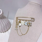 Flower Crystal Brooch Women's Party Pearl Tassel Brooch