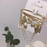 Flower Crystal Brooch Women's Party Pearl Tassel Brooch