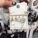 Flower Crystal Brooch Women's Party Pearl Tassel Brooch