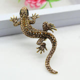 Vintage Rhinestone Lizard Brooch Full Inlay Suit Accessory Gift