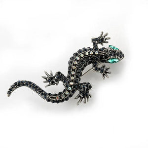 Vintage Rhinestone Lizard Brooch Full Inlay Suit Accessory Gift