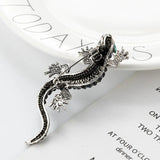 Vintage Rhinestone Lizard Brooch Full Inlay Suit Accessory Gift