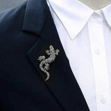 Vintage Rhinestone Lizard Brooch Full Inlay Suit Accessory Gift