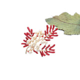 Red Coral Pin Pearl Brooch Enamel Pearl Coat Pins Accessories