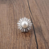 Flower Pearl Brooch Zirconia Pins Mini Collar Pin Jewelry