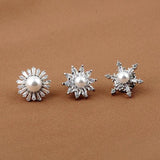 Flower Pearl Brooch Zirconia Pins Mini Collar Pin Jewelry