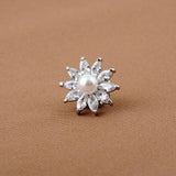 Flower Pearl Brooch Zirconia Pins Mini Collar Pin Jewelry