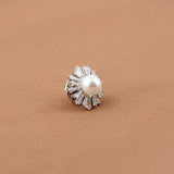 Flower Pearl Brooch Zirconia Pins Mini Collar Pin Jewelry