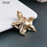 SUQI Vintage Orchid Brooch Pearl Flower Enamel Pin