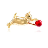 Cat Play Ball Brooch Corsage Hat Pins Jewelry Women Accessories
