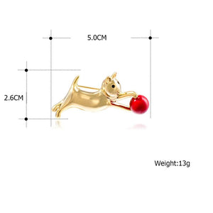 Cat Play Ball Brooch Corsage Hat Pins Jewelry Women Accessories
