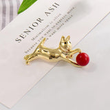 Cat Play Ball Brooch Corsage Hat Pins Jewelry Women Accessories
