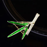 Chinese Bamboo Leaf Brooch & Men's Botanical Suit Jacket Corsage