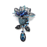 Floral Pendant Crystal Rhinestones Dress Brooch Jewelry