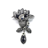 Floral Pendant Crystal Rhinestones Dress Brooch Jewelry