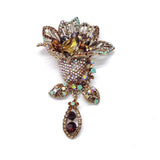 Floral Pendant Crystal Rhinestones Dress Brooch Jewelry