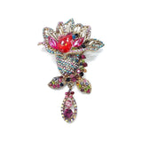 Floral Pendant Crystal Rhinestones Dress Brooch Jewelry