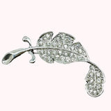 Elegant Rhinestone Large Leaf Brooch Crystal Flower Pin