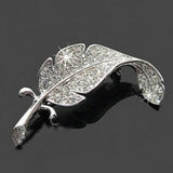 Elegant Rhinestone Large Leaf Brooch Crystal Flower Pin