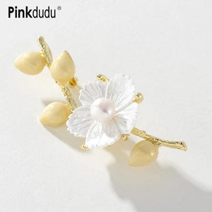 Vintage Flower Brooch with Rhinestone Inlay for Women PD570