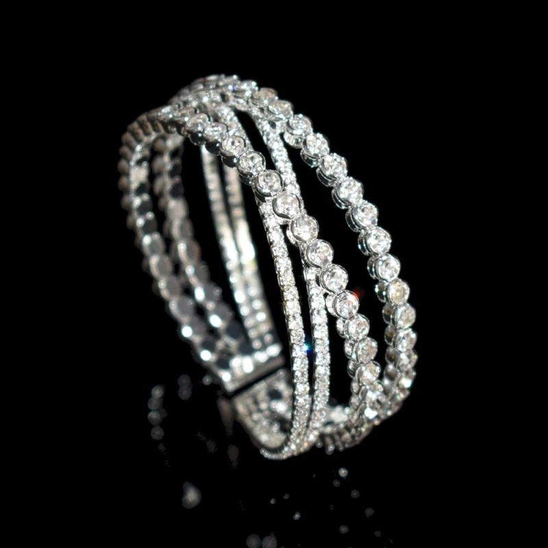 Rhinestone Geometric Open Bracelet