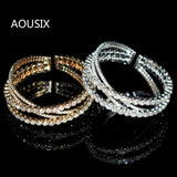 Rhinestone Geometric Open Bracelet